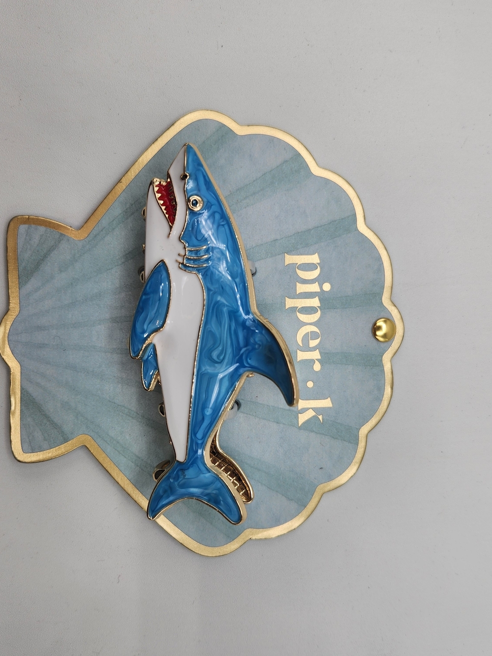 Piper K Blue & White Hair Clip Ocean Statement Accessory